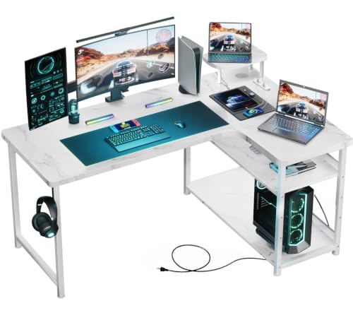 Amazon | GTPLAYER ゲーミングデスク カーボン調 コンセント付き